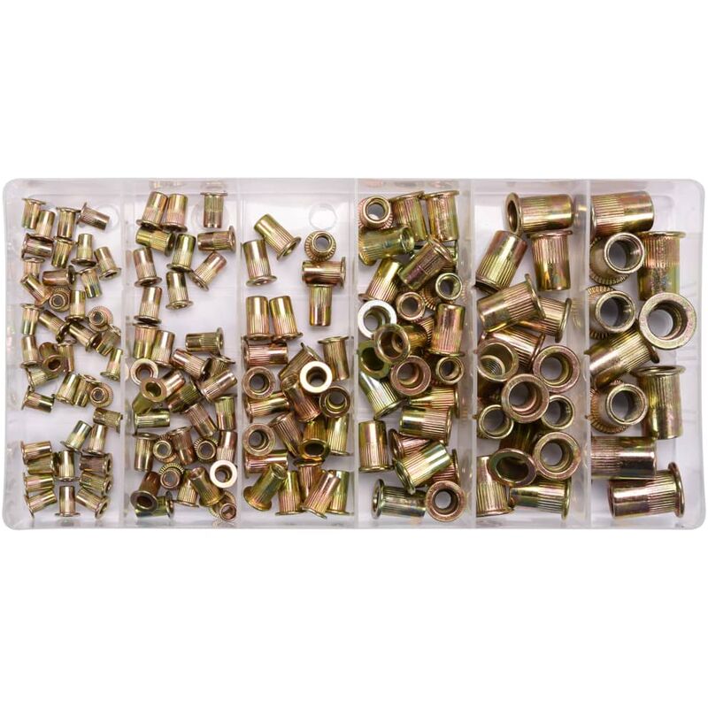 

Tuercas de remache 150 piezas acero al carbono M3-M10 - Yato