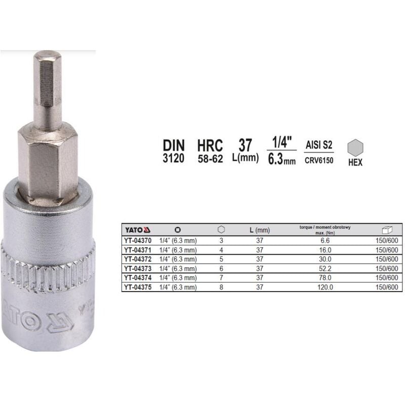 Yato YT-04374 punta del cacciavite de 1 pz