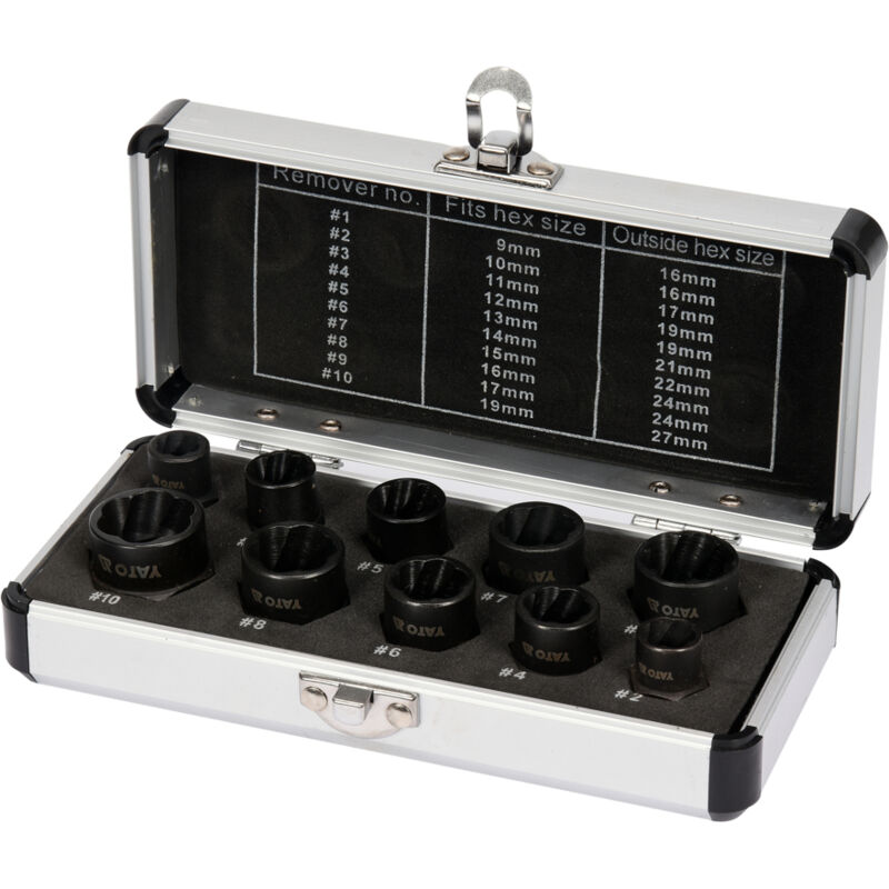 YT-06031 extractor de tornillo y perno 10 pieza(s) Juego de herramientas de extracción de paneles de empotrar Negro - Yato