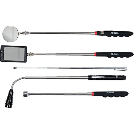 YATO YT-06622 MIROIR TéLESCOPIQUE ET OUTIL DE RAMASSAGE 5 PIèCES AVEC LAMPE TORCHE