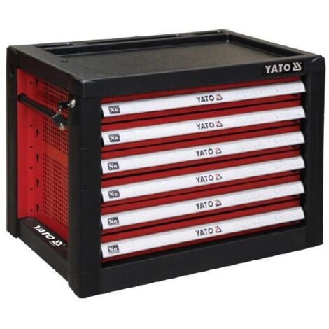 Yato YT-09155 - Cassettiera per attrezzi 6 cassetti, Colore: Nero e Rosso