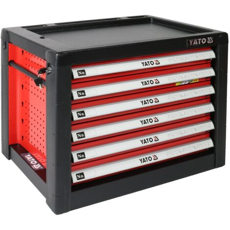 Yato YT-09155 - Werkzeugkommode 6 Schubladen, Farbe: Schwarz und Rot