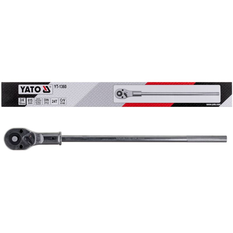 Yato - Clé à cliquet YT-1360 Acier au chrome-vanadium 19 mm 1 pièce(s) Acier inoxydable 24