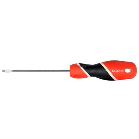Yato YT-25900, destornillador manual sencillo, destornillador plano, herramienta profesional, alta resistencia, diseño ergonómico