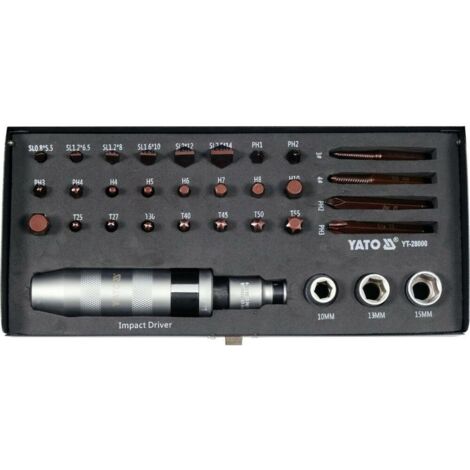 Yato YT-28000 Set di 32 Avvitatori a Percussione in Acciaio