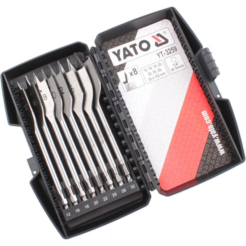 Yato - YT-3259 - bois plat foret définit 8PCS 12 - 32 mm