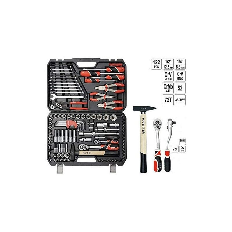 

YATO YT-38901 - socket set 1/4", 1/2" 122pcs