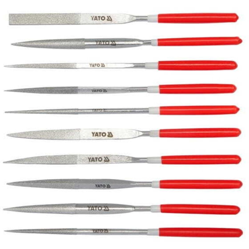 YT-6151-DIAMANT set fichier aiguille 10 pièces 4 mm x 160 mm x 50 mm - Yato