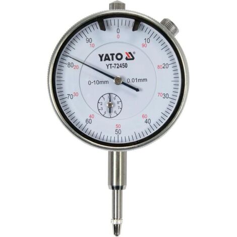 Yato YT-72450 reloj comparador/Indicador de cuadrante Reloj comparador analógico Plata, Negro, Blanco 1 cm mm