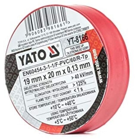 YATO YT-8166 RUBAN ISOLANT ROUGE 12 MM X 10 M