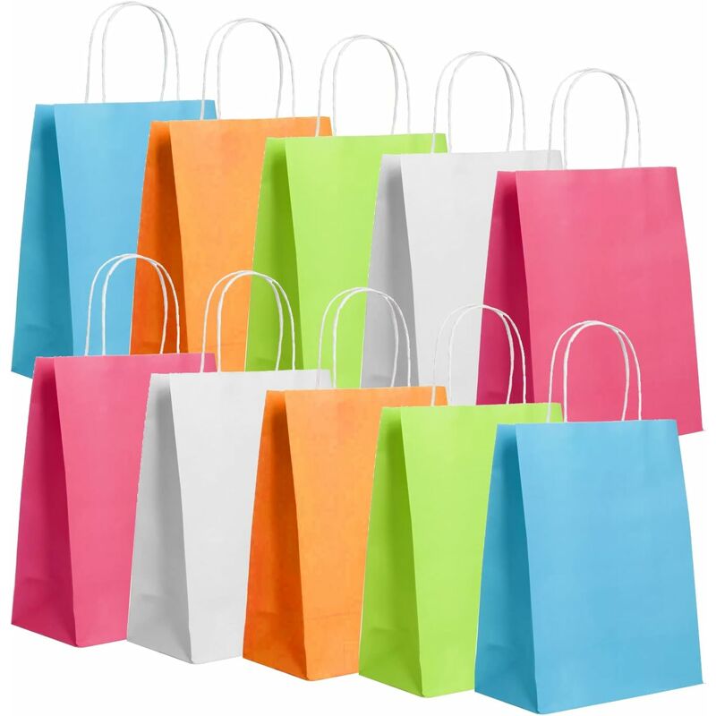 Yaxidaever 40Pcs Gift Bag, Multicolor Kraft Gift Pouch, Kraft Handle Bag, Gift Pouch, Kraft Bag, Paper Bag for Birthday Favors, Banquets, Weddings 15