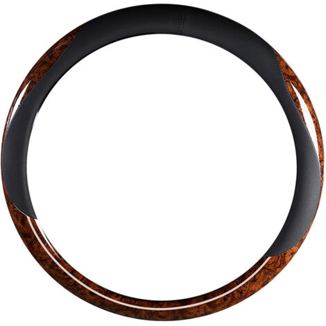 Yctze Couvre Volant en Cuir Couvre Volant 38 Cm Simili Cuir Fibre de Carbone Absorption de la Sueur Empêcher Le Glissement Protecteur de Volant (Brown).