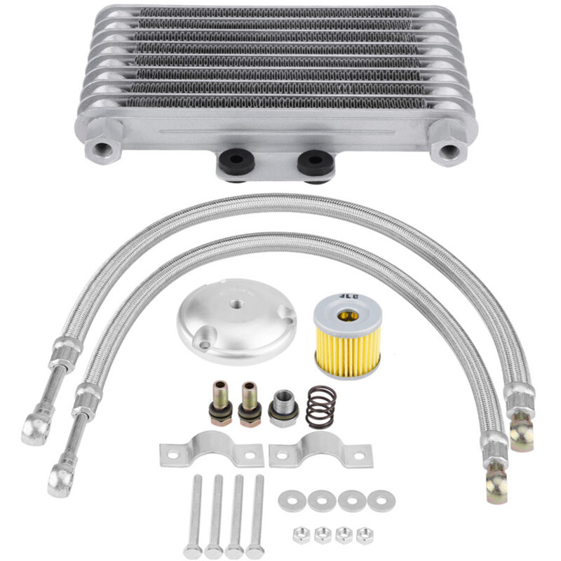 Yctze Refroidisseur d'huile moto, 125ml Refroidisseur d'huile moto Kit de système de radiateur de refroidissement pour moteur adapté pour 125CC 150CC