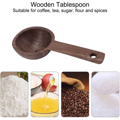 Yctze Teelöffel, Teelöffel aus Walnussholz für gemahlenen Kaffee, Teelöffel aus Verbundholz, Messlöffel aus Holz, Walnuss-Teelöffel, Kaffeezubehör