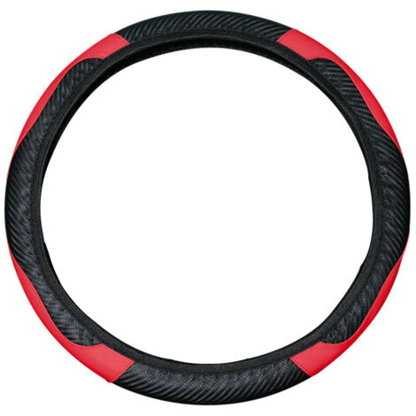 Yctze Universal-Lenkradbezug aus PU-Leder – zum Überziehen, atmungsaktiv und komfortabel, Autozubehör in Rot (Schwarz Rot).