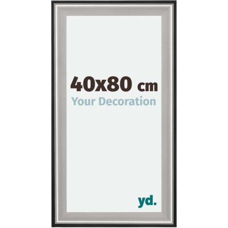 yd. - Cadre photo 40x80 - Noir Argent Poli - Bois - Birmingham