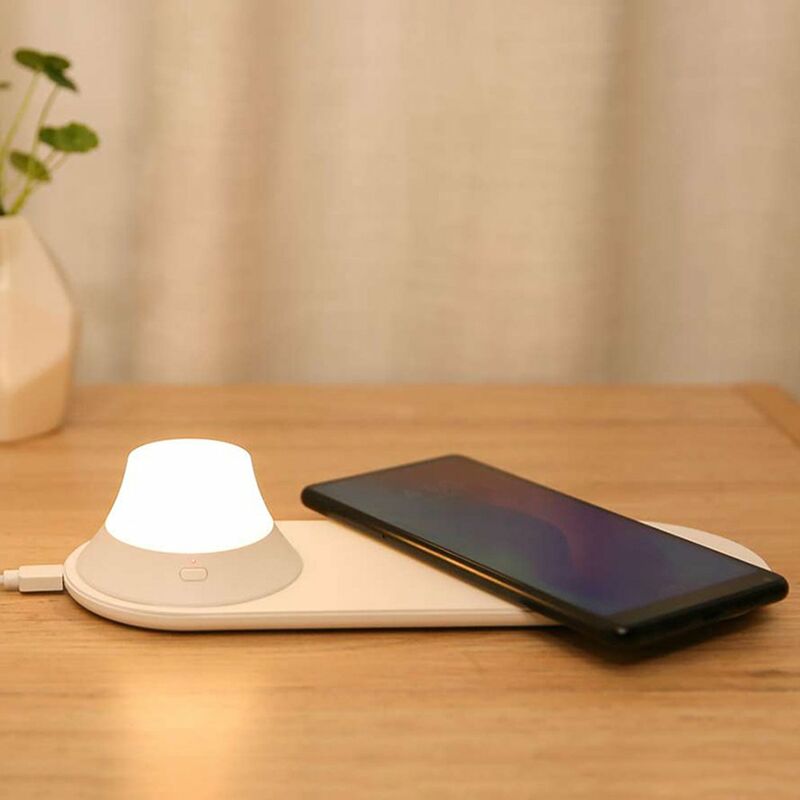 

Cargador rapido inalambrico con puerto de carga USB, diseno con diseno magnetico separado, 7 LED, luz de noche con cambio de temperatura de doble