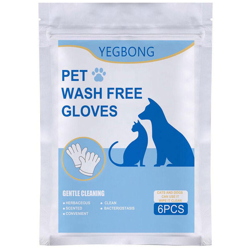 

Asupermall - YEGBONG 6Pcs Pet Wash Free Hands Wear Toallitas de spa para mascotas desechables a base de hierbas Desgaste de las manos Fregado suave,