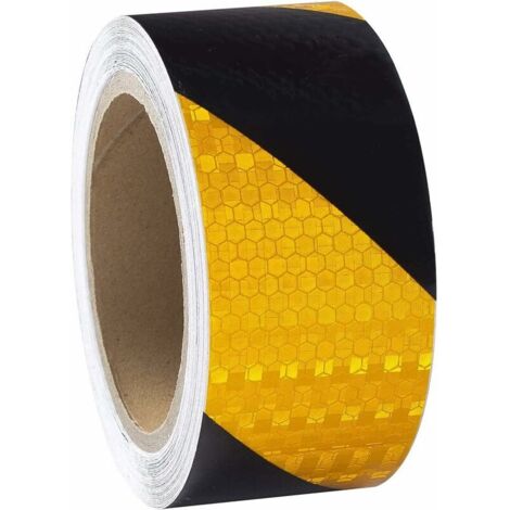 Yellow and Black Reflective Tape – 25m x 5cm – Waterproof – Warning Tape – Highly Visible for Vehicles, Trailers and Outdoor Use