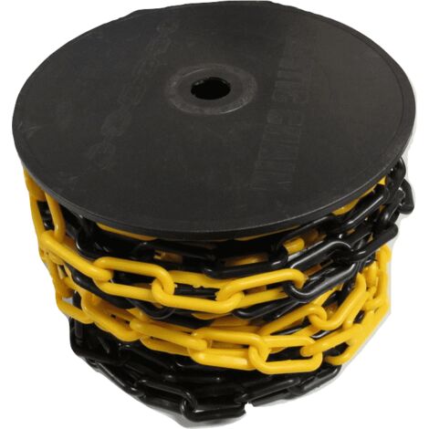 Yellow Black Plastic Chain Links 6MM x 30M (Garden Decorative Safety Barrier)