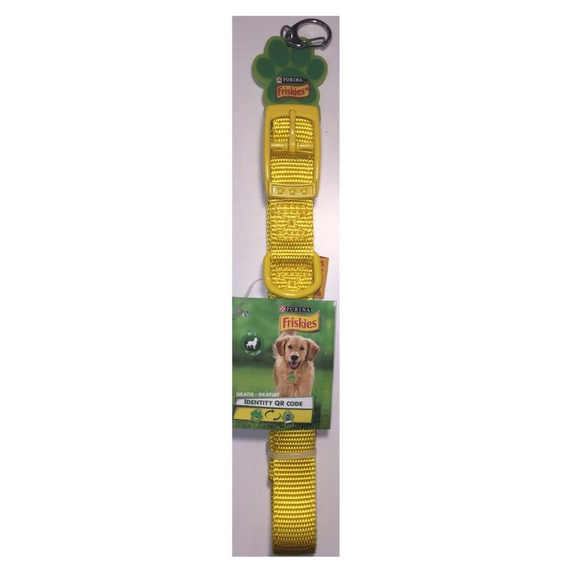 Friskies - Collare per cani giallo - Taglia ml 35-55 cm - Codice qr Purina