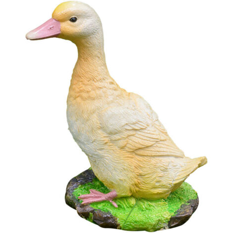 Yellow duck resin rockery garden fountain