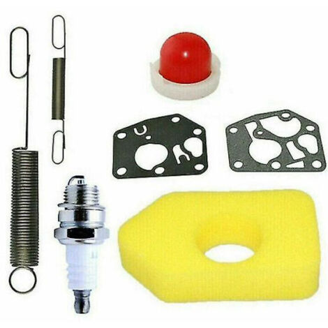 Yellow Foam Air Filter with 2 Springs and LT7 Spark Plug Fuel Filter Kit for Stihl Lawn Mower for 698369 Briggs and Stratton Classic, Sprint and Quattro Engines