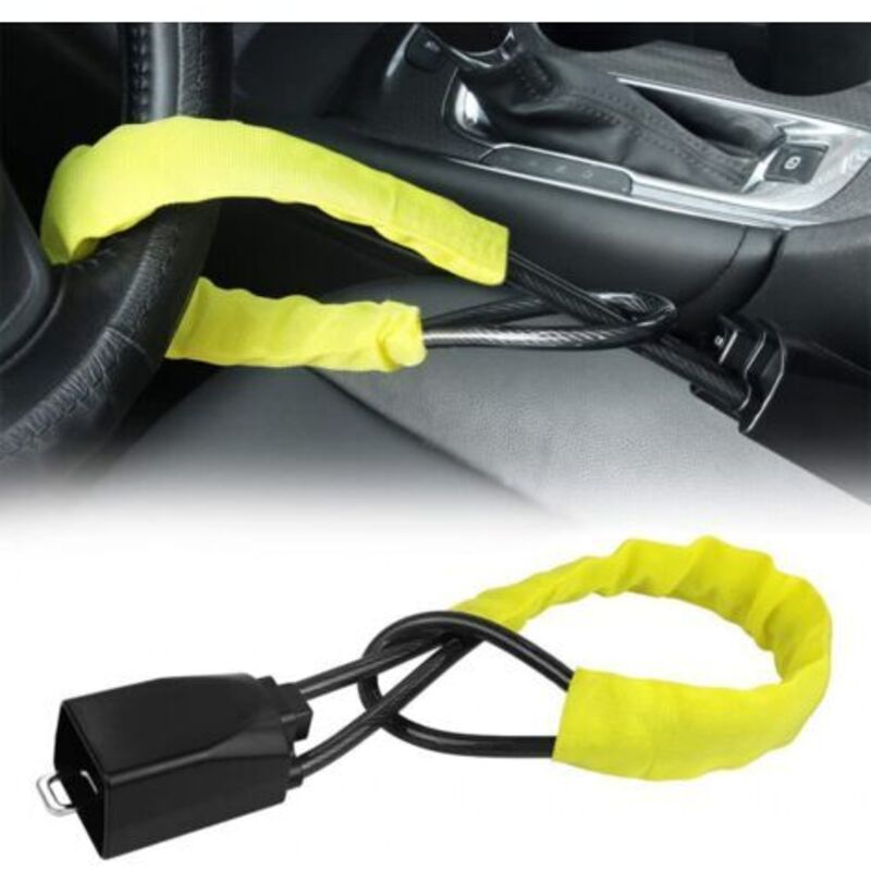 (Yellow)Anti-theft Car Steering Wheel Lock, Anti-theft Auto Security, Universal Anti-theft Protection for Vehicle Motorhome Van Truck SUV Heavy Duty,