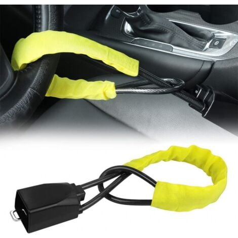 (Yellow)Anti-theft Car Steering Wheel Lock, Anti-theft Auto Security, Universal Anti-theft Protection for Vehicle Motorhome Van Truck SUV Heavy Duty, Universal Fit, 2 Keys