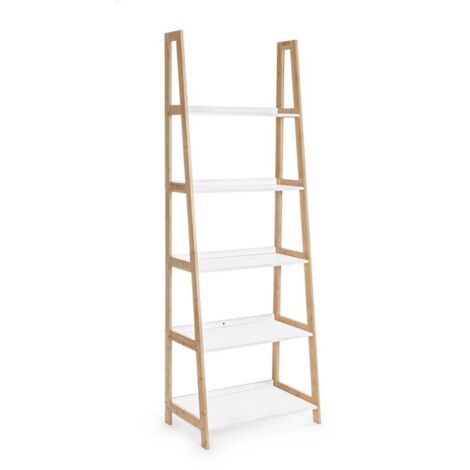 Yes Everyday Libreria In Legno Di Bamboo Ripiani In Mdf Laccati Bianco Opaco Cm 62,5x 40xh. 180