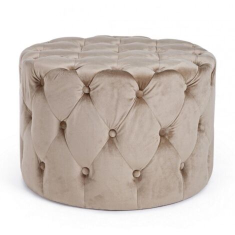 Yes Everyday Pouf In Velluto Tortora Lorella Diametro 60x H42 Cm