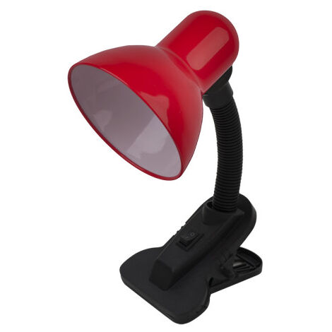 yezco lampada da tavolo 1xe27 rosso fissaggio c/morsetto flessibile regolabile 26x11,5x12 cm
