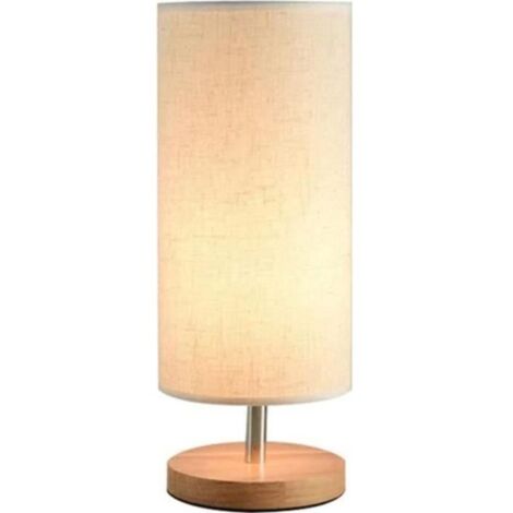 YF28918-Lampe de chevet en bois Petit rond vintage avec abatjour beige et lampe de bureau E27 LED style maison de campagneMode Cr2