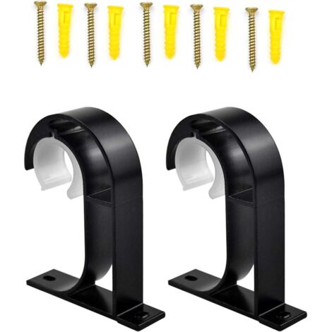 YIDOMDE 2 Pcs Support de Tringle à Rideau, Support Mural pour Tringle à Rideau Supports de Fixation au Plafond Support Tringle Penderie en Alliage de Zinc pour Barre à Rideaux Chambre Salon avec Vis, 