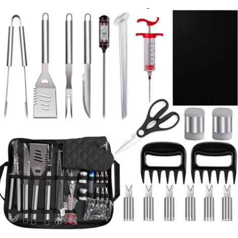 YIDOMDE 26 Piece Ustensiles Barbecue, Stainless Steel Kit Barbecue, Barbecue Tongs, Spatulas, pour Camping en Plein Air et Barbecues, L'accessoire Idéal pour Le Barbecue, Cadeau de Camping