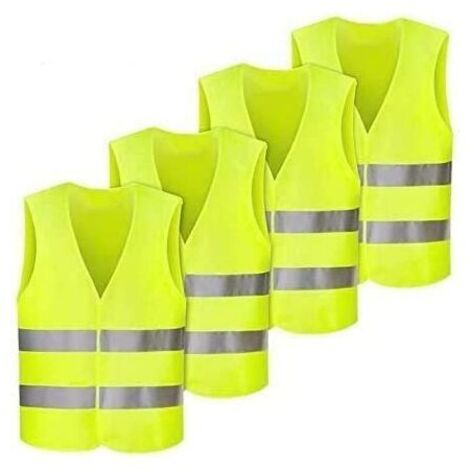 YIDOMDE 4 Pcs Gilet de Sécurité Haute Visibilité Gilet, Fluorescent Jaune Gilets de Sécurité Réfléchissants, Gilet Haute Visibilité Gilet Réfléchissant de Voiture