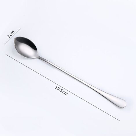 YIDOMDE 5 Cuillères Longues - Acier Inox - Lavable au Lave-vaisselle - Petite Cuillère à Long Manche pour Dessert, Cafe, Cocktail