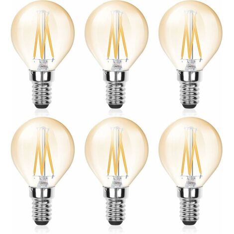 YIDOMDE 6 Pcs Ampoule LED E14 Filament G45, 4W (Equivalent 40W), E14 Candélabre Dimmable, Ambre Glow, Ampoule Vintage Blanc Froid 6000K, 220V 380lm, éclairage Vintage pour Lustre