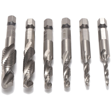 YIDOMDE 6 pièces de forets en métal, tarauds, forets hélicoïdaux, tige de 6 mm pour accessoires d'outils électriques