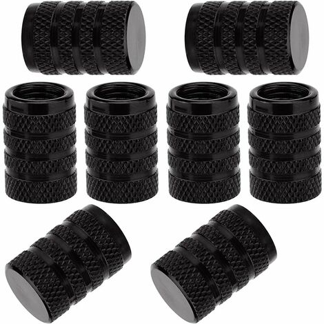 YIDOMDE 8 Pièces Bouchons de Valve de Pneu en Aluminium Capuchon Antipoussière de Roue de Voiture (Noir)