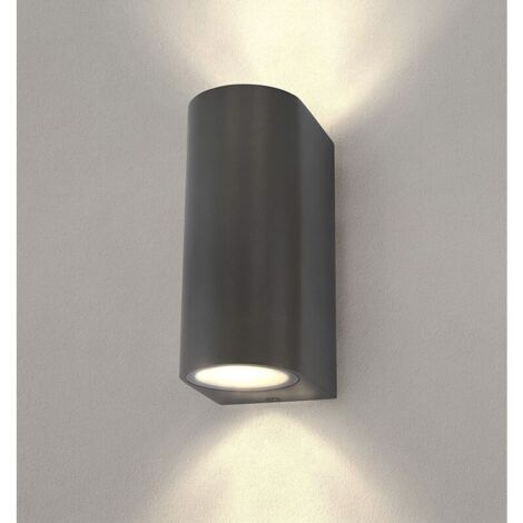 YIDOMDE Applique Murale Extérieure LED  Gris Sable/Anthracite  Rond  Double Face 2x GU10 Up and Down  Applique Murale  Angle de Faisceau Réglable  IP54