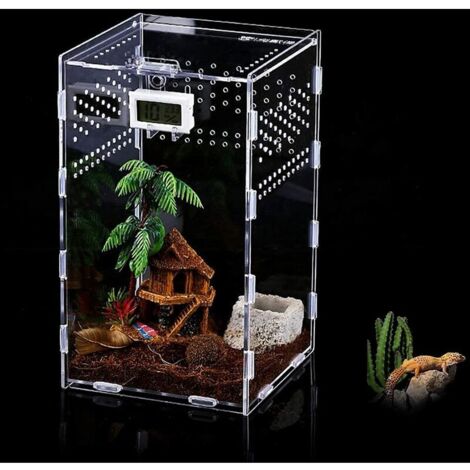 YIDOMDE Boîte d'alimentation D'insectes Contenants de Terrarium en Acrylique pour Scorpion Grenouille Habitat de Reptile pour Animaux de Compagnie Rampant Portable Conception Anti-évasion