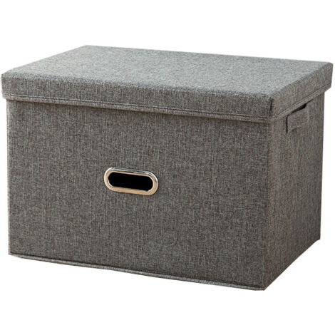 YIDOMDE Boîte de Rangement de Vetement Pliable Empilable avec Couvercle et Poignées, Lavable Conteneurs organisateurs Caisse de Rangement en Tissu Chambre (58x40x35cm, Gris)