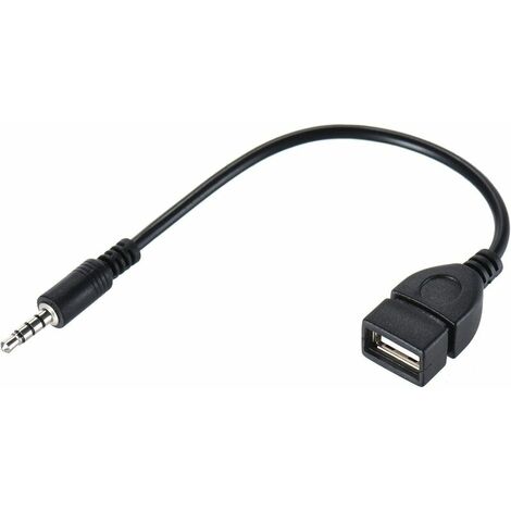 YIDOMDE Câble adaptateur audio auxiliaire 3,5 mm mâle vers USB 2.0 femelle OTG pour écouter de la musique avec U-Disk dans votre voiture