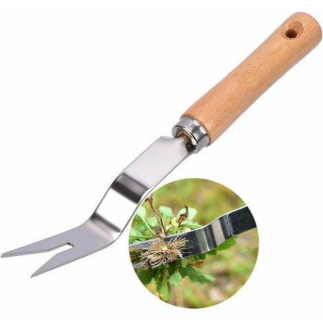 YIDOMDE Désherbage Avec Poignée Bois Désherbeur En Acier Inoxydable De Jardin Extracteur De Mauvaises Herbes Désherbeur à Main En Acier Inoxydable Désherbeur Manuel Pour Pelouse De Jardin 28 cm x 2,3