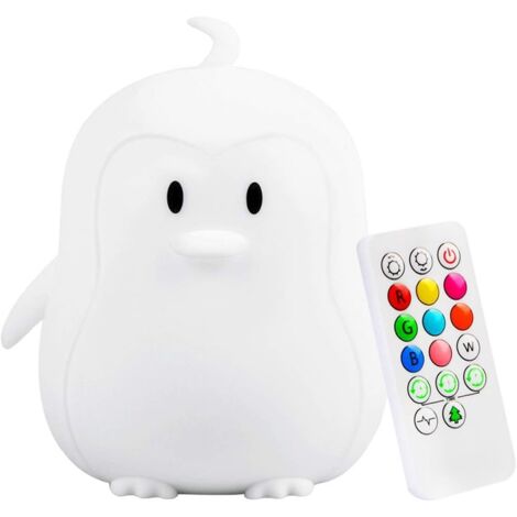 YIDOMDE Grande taille Veilleuse Enfants, Veilleuse de Bébé, Lampe de Chevet, Lampe de Table, Chambre Lampe, 9 Couleurs Rechargeable LED Veilleuse (Télécommande + Tactile Dimm) - Grande pingouin