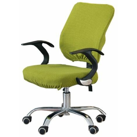 YIDOMDE Housse de chaise de bureau Housse de tabouret fendu Housse de dossier Housse de chaise pivotante élastique Marron Ensemble complet (housse de dossier + housse de coussin)