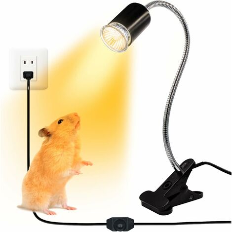 Lampe chauffante pour reptile, lampe chauffante pour tortue aquatique, lampe chauffante pour réservoir d'aquarium, lampe UVA UVB pour reptile avec clips rotatifs à 360 ° et interrupteur réglable