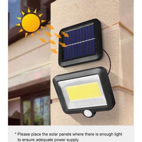 YIDOMDE Lampe solaire d'extérieur avec détecteur de mouvement 100 LED, étanche à 120° IP65 Lampe solaire de jardin avec câble de 5 m