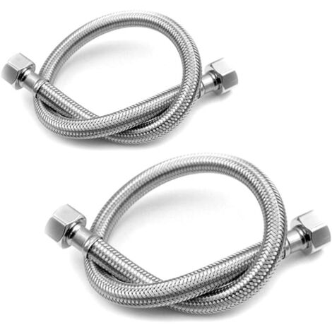 YIDOMDE Lot de 2 tuyaux flexibles pour robinets de salle de bain/cuisine/WC Norme britannique M10 x 1/2 500 mm de long